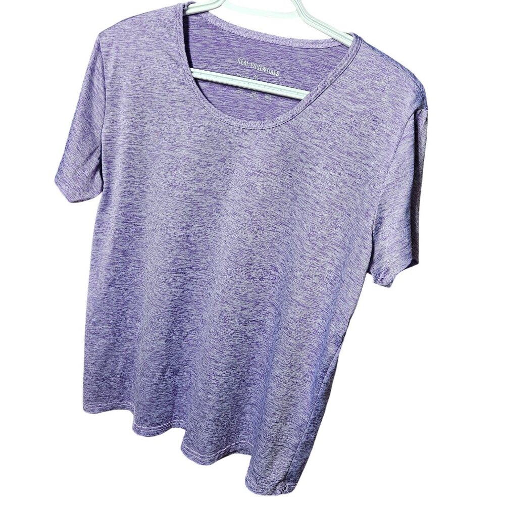 Heather Purple Real Essentials Short Sleeve T-Shirt XL
